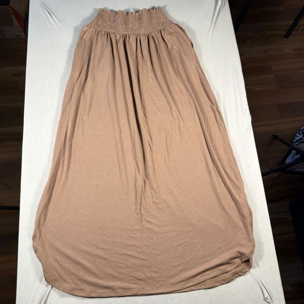 Zenana Womens Smocked Waist Maxi Skirt Bundle Mocha Oatmeal Size M - Picture 3 of 9